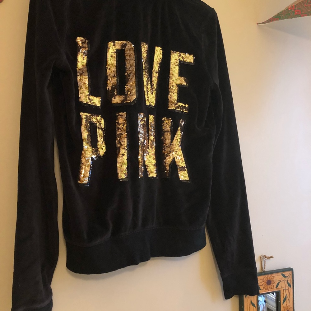 Victoria secret love pink sequence zip up hoddie
